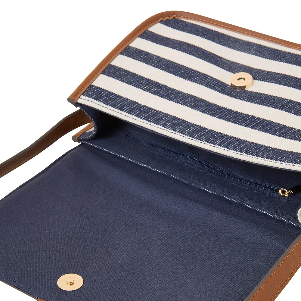 Accessorize London Women's Blue Stripe Sling bag with trim