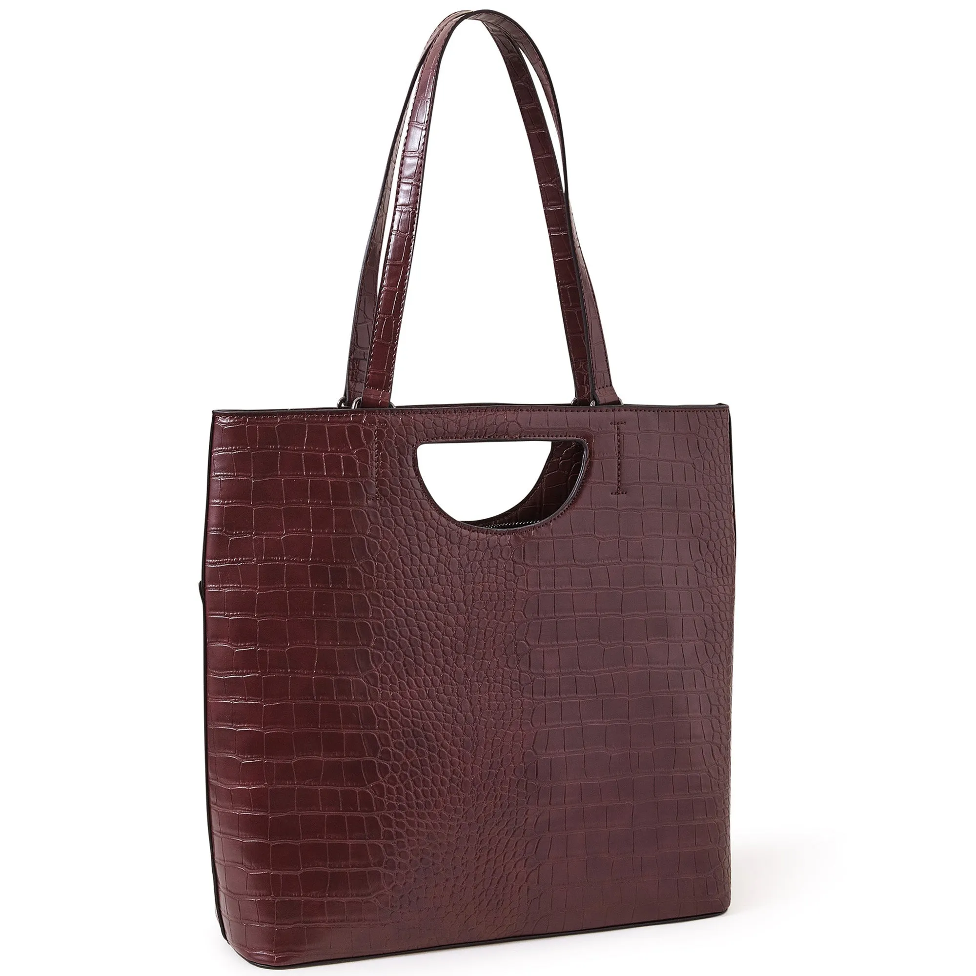 Accessorize London Women's Burgundy Faux Croc Large Grab Bag