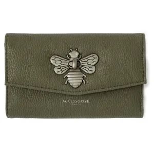 Accessorize London Women's Faux Leather Britney Bee Wallet - Olive