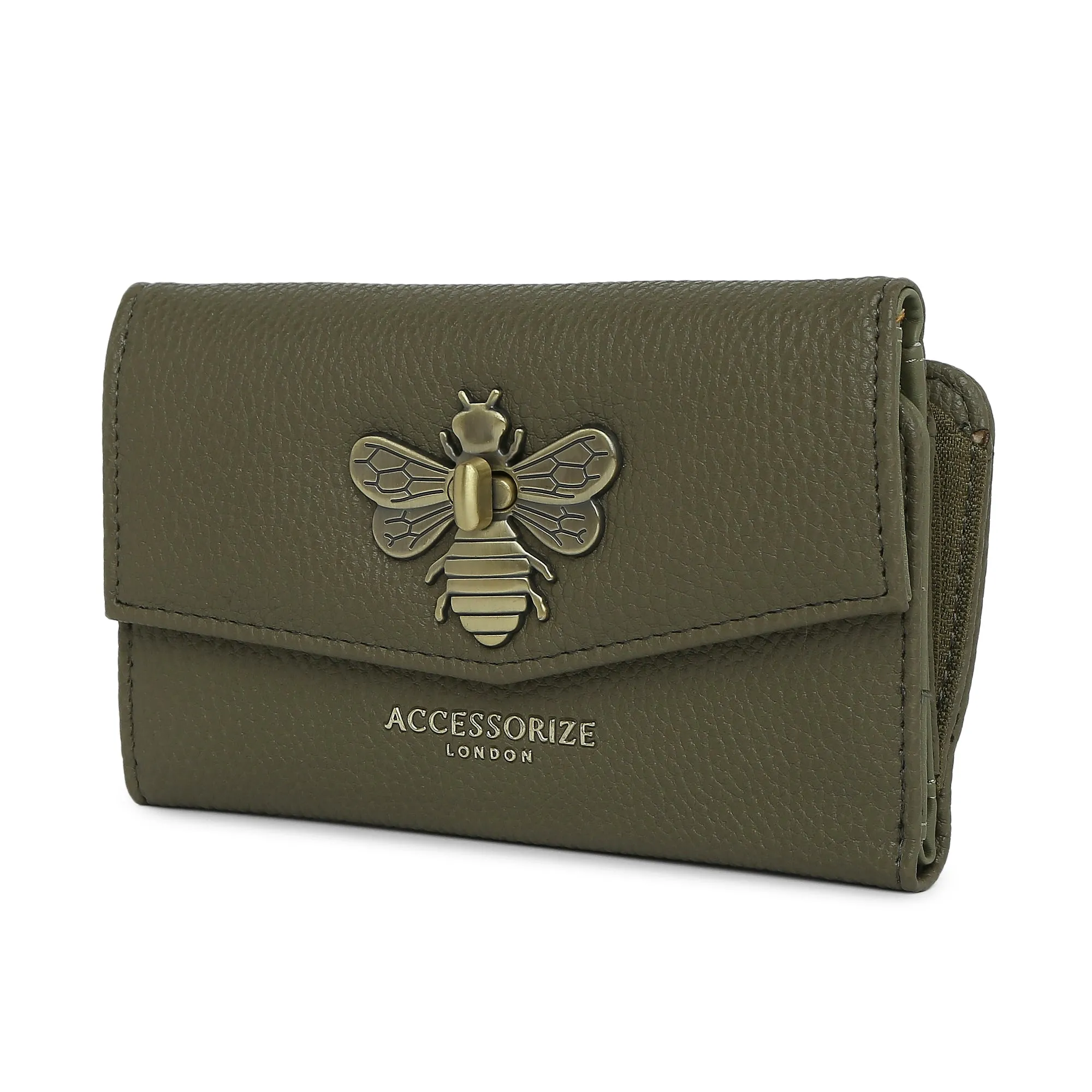 Accessorize London Women's Faux Leather Britney Bee Wallet - Olive