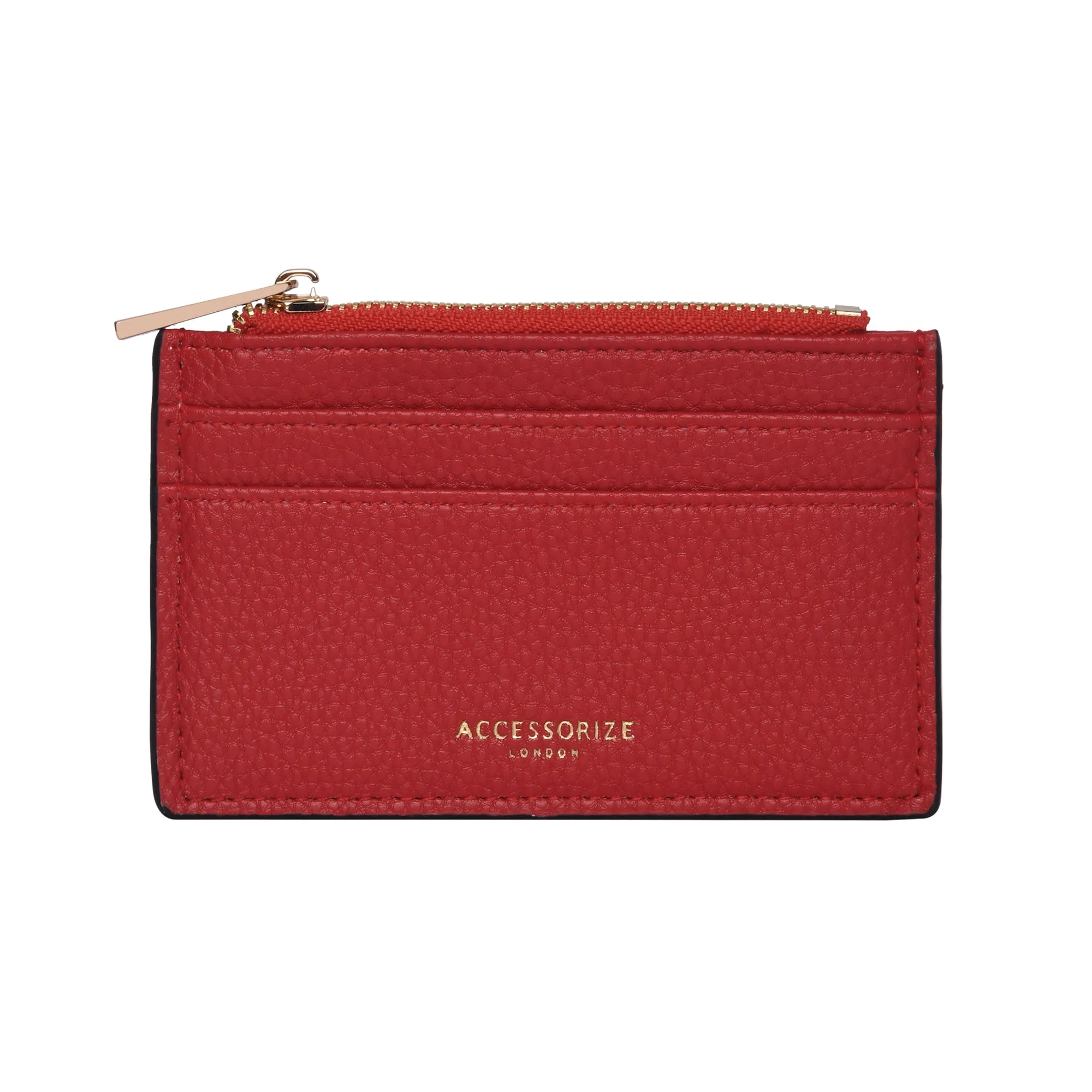 Accessorize London Women's Faux Leather Red 3 Compartment Card Holder