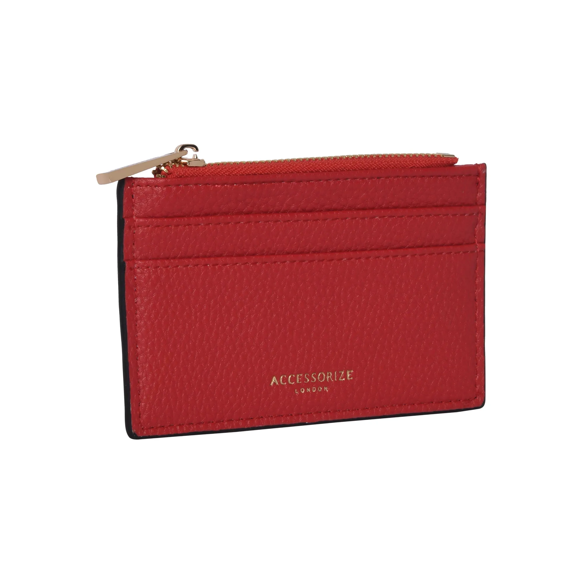 Accessorize London Women's Faux Leather Red 3 Compartment Card Holder