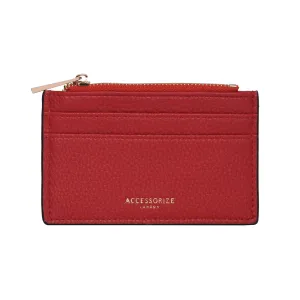 Accessorize London Women's Faux Leather Red 3 Compartment Card Holder