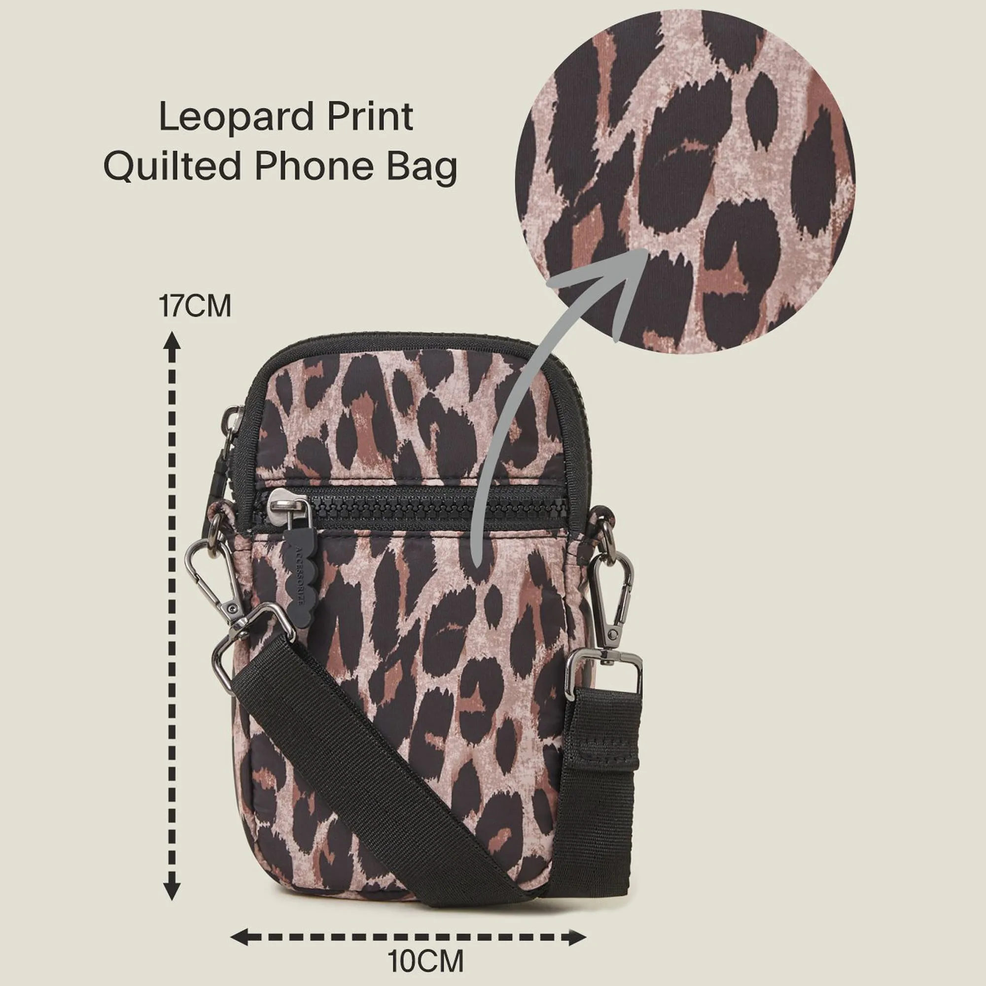 Accessorize London Women's Leopard Print Quilted Phone Bag