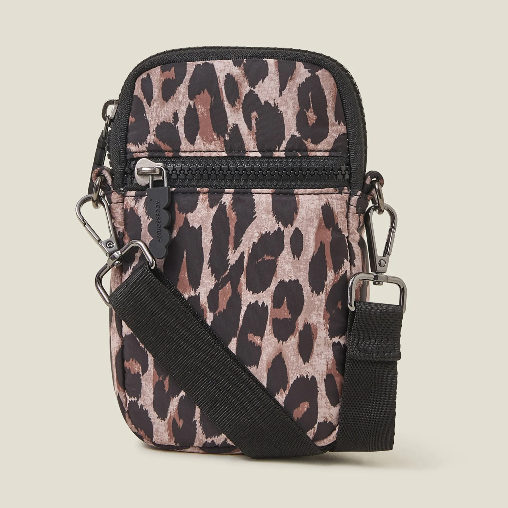 Accessorize London Women's Leopard Print Quilted Phone Bag