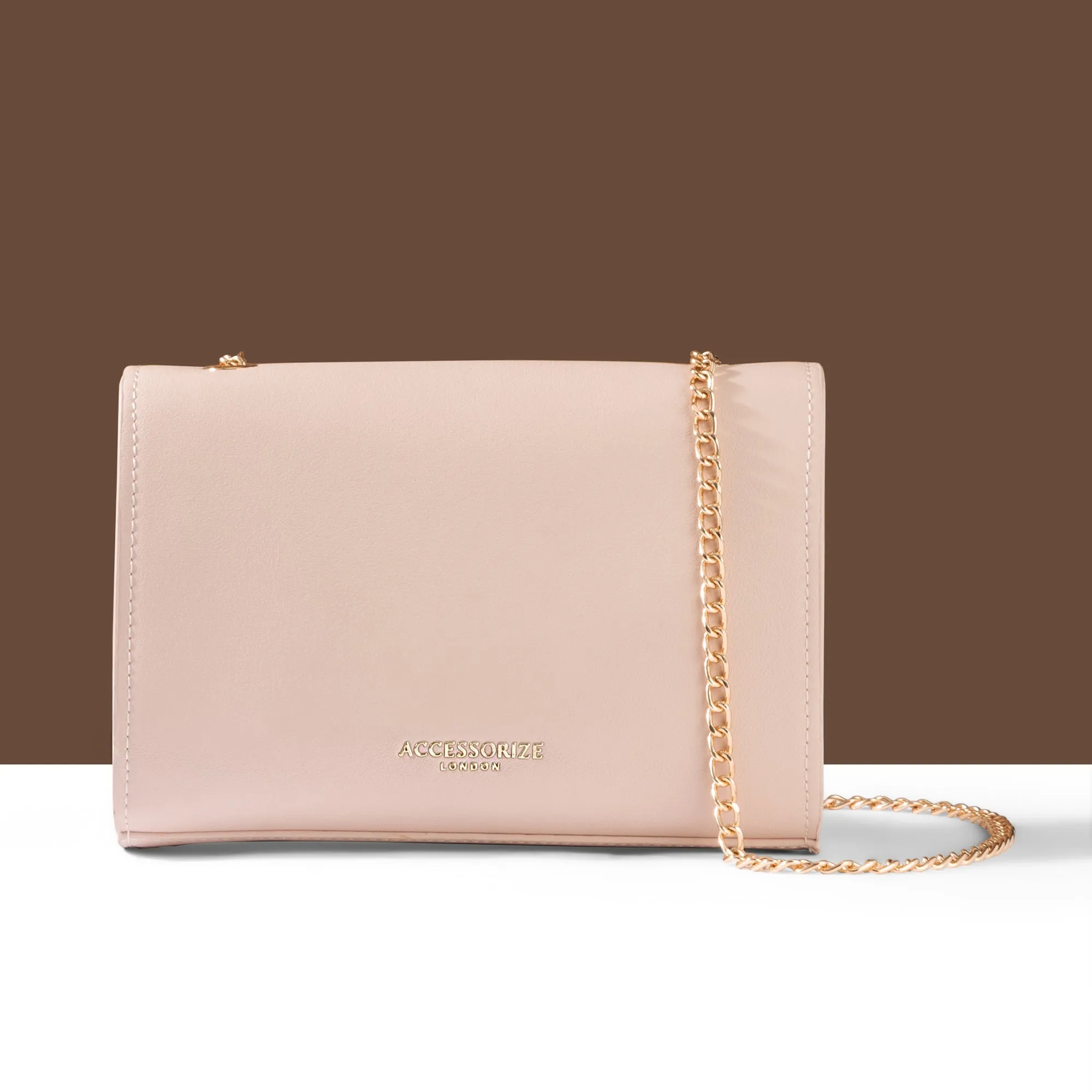 Accessorize London Women's Pink Chain Twist-Lock Shoulder Bag