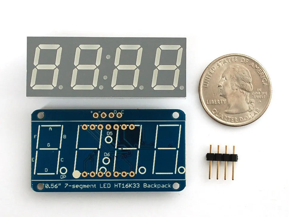 Adafruit 0.56" 4-Digit 7-Segment Display w/I2C Backpack - Blue