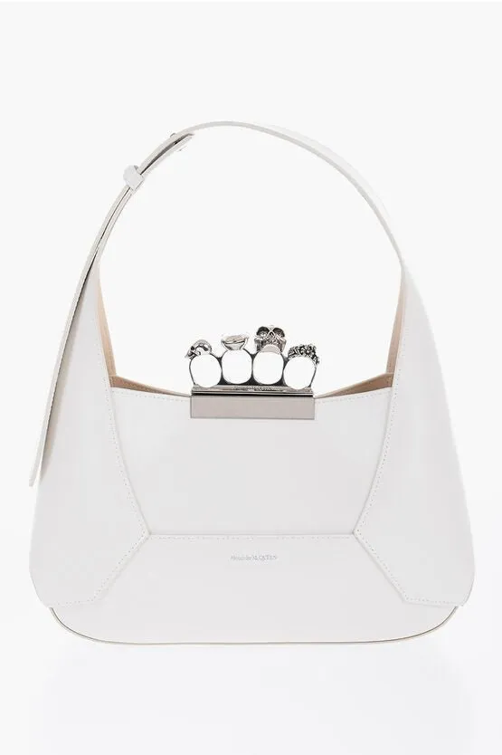 Alexander McQueen Saffiano Leather Hobo Bag with Jewellery Closure