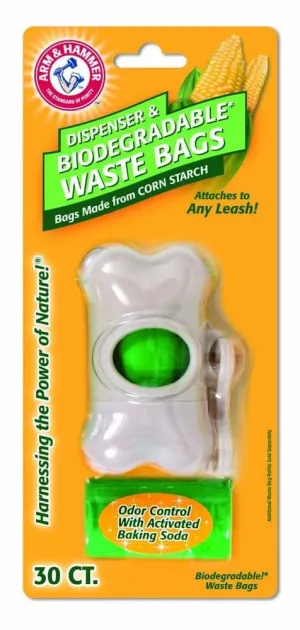 Arm & Hammer Bone Dispenser & Disposable Corn Starch Waste Bags White, Green 1ea/One Size, 30 ct