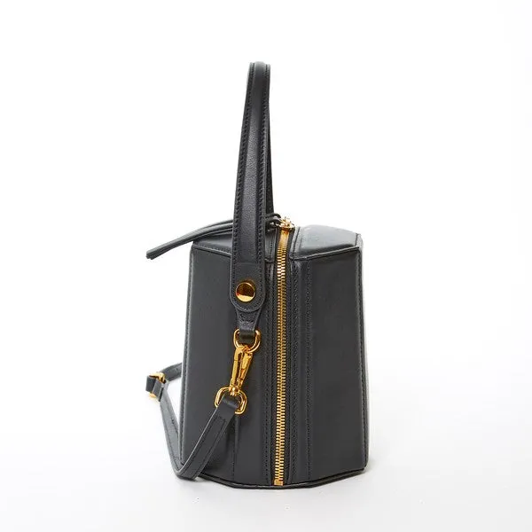 Black Harper Orange Leather Bucket Bag