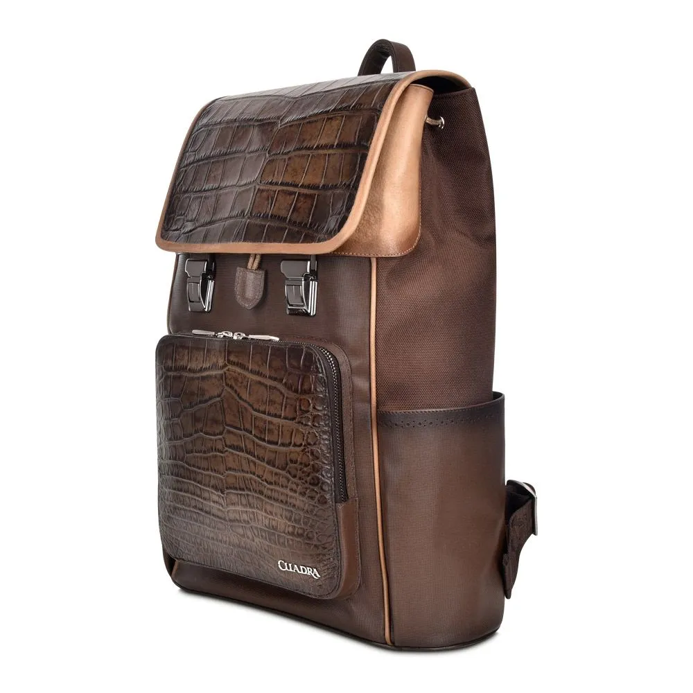 BO444AL - Cuadra chocolate fashion alligator backpack for men or women