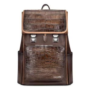 BO444AL - Cuadra chocolate fashion alligator backpack for men or women