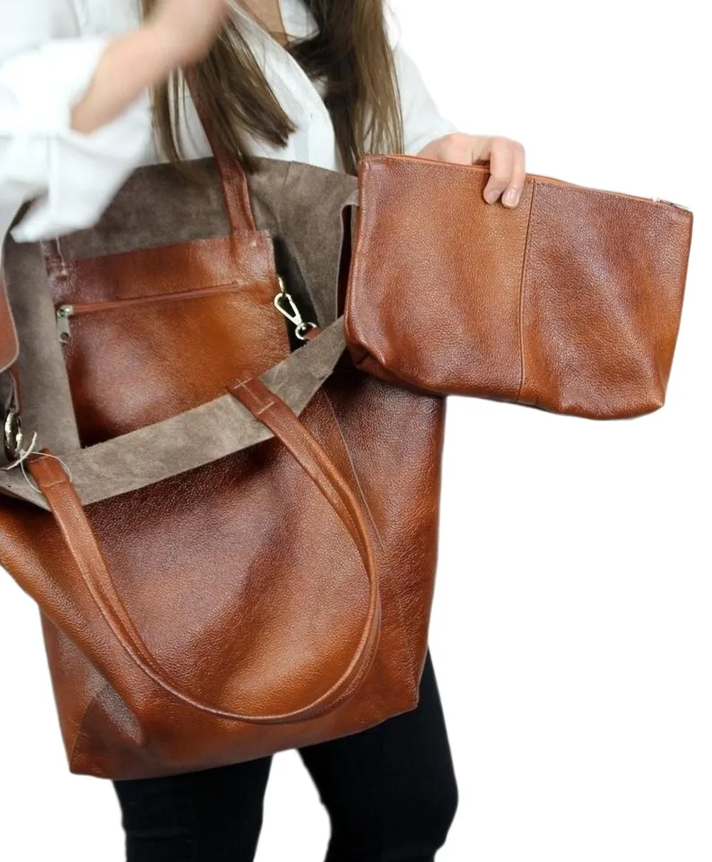 Casual Luxury Women's Over Large Soft Leather Tote Bags