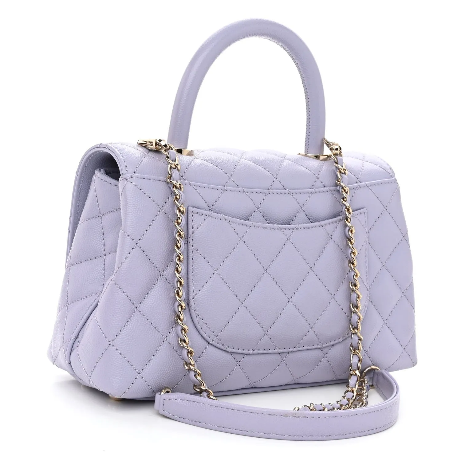 Caviar Quilted Mini Coco Handle Flap Light Purple