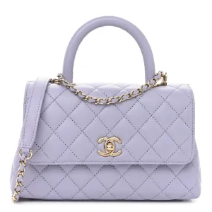 Caviar Quilted Mini Coco Handle Flap Light Purple