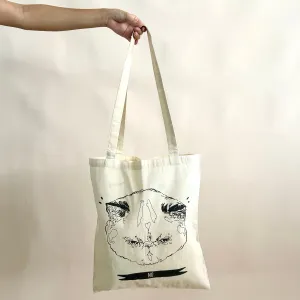 Cotton Tote bag for cat people: HelloHarriet "No" Kitty