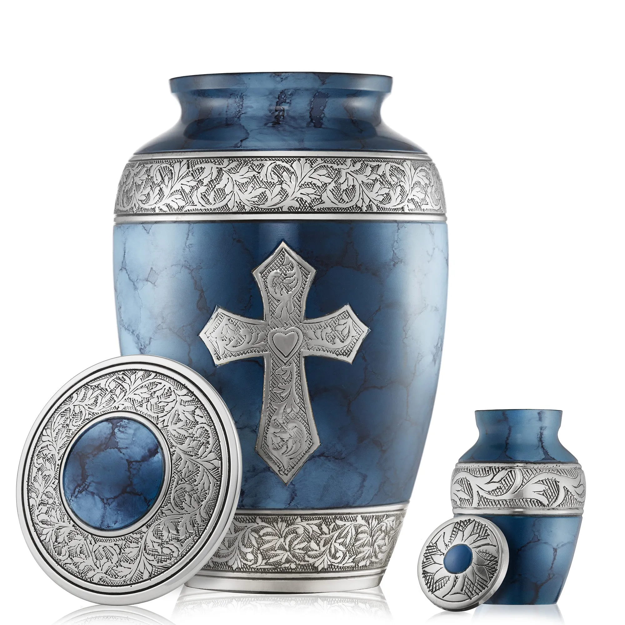 Cross Cremation Urns for Human Ashes - 1 Adult   4 Keepsake