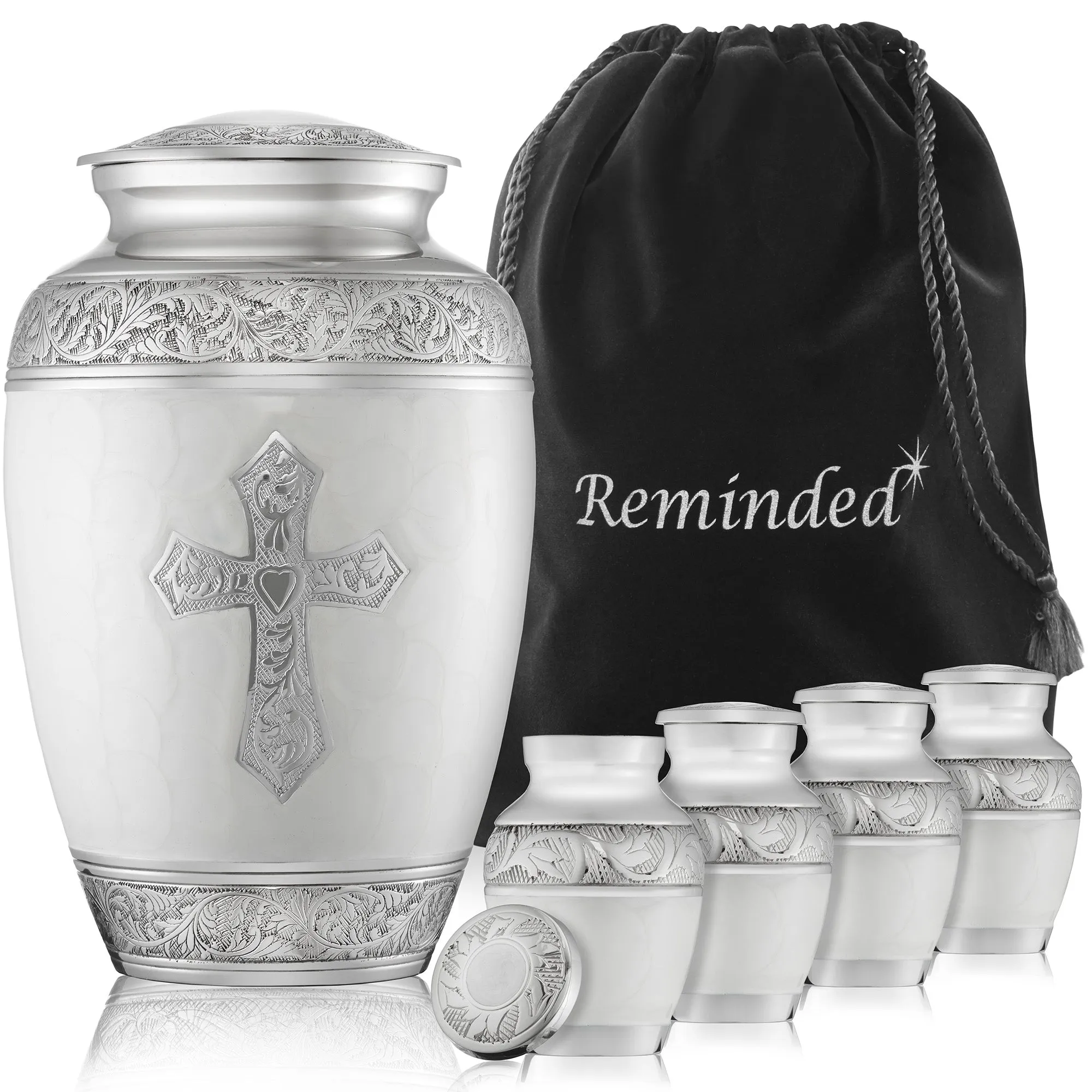 Cross Cremation Urns for Human Ashes - 1 Adult   4 Keepsake