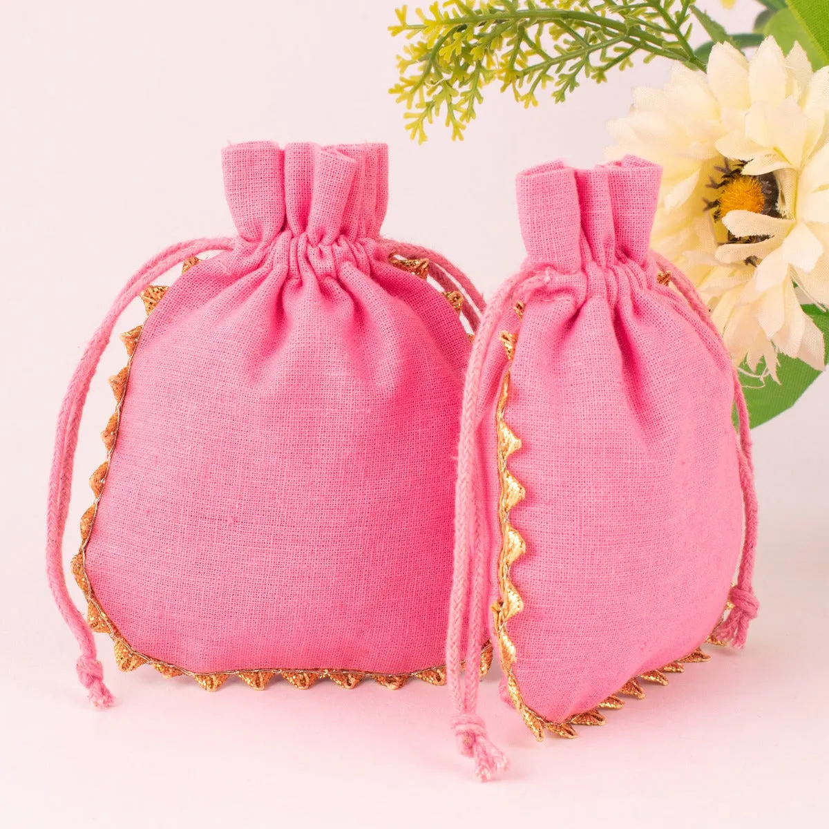 Custom Drawstring Bags Pink Cotton Bags Personalized Logo Name Print Jewelry Packaging Bags Pouches Chic Wedding Favor Bags