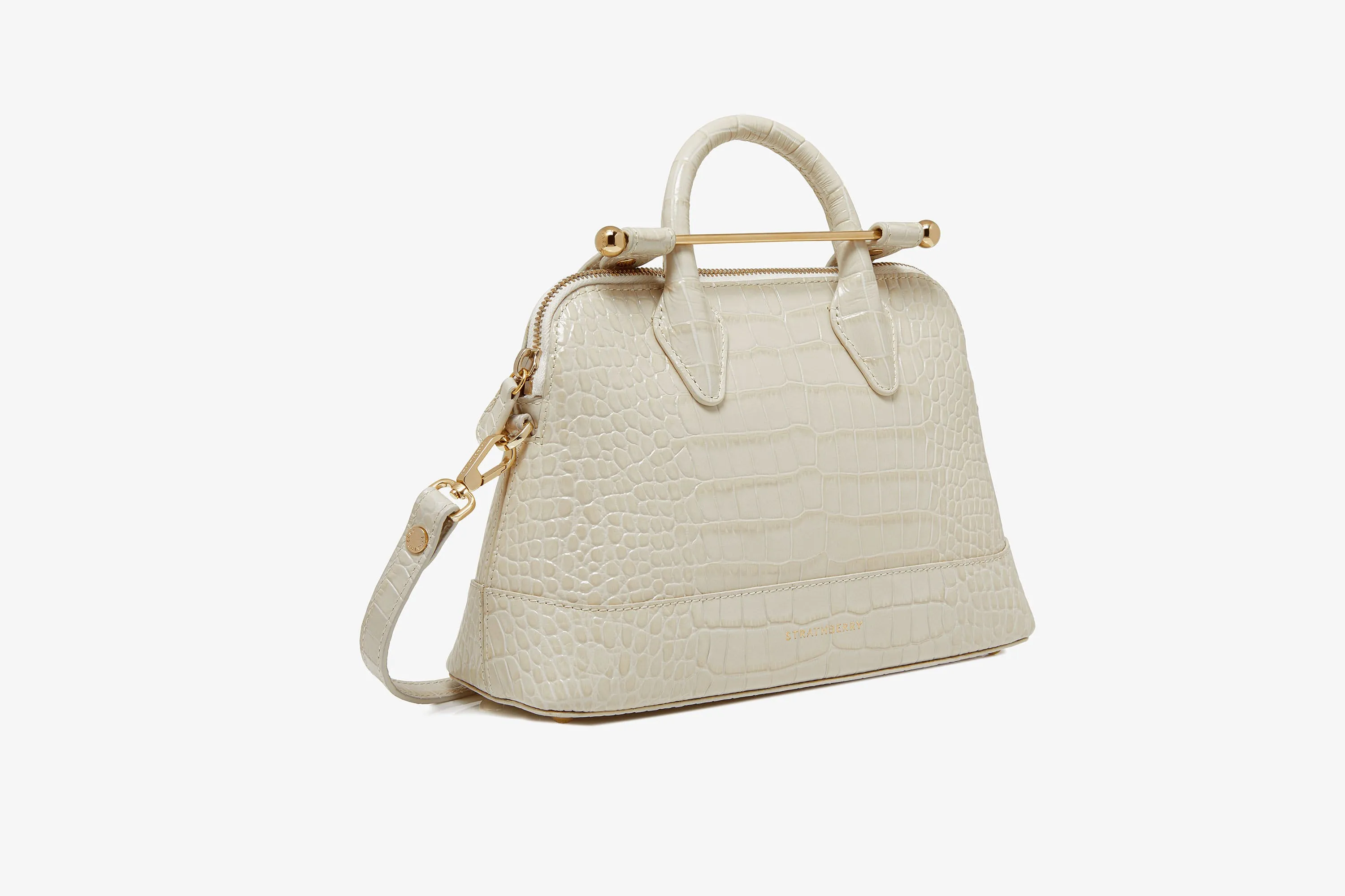 Dome Mini - Croc-Embossed Leather Vanilla