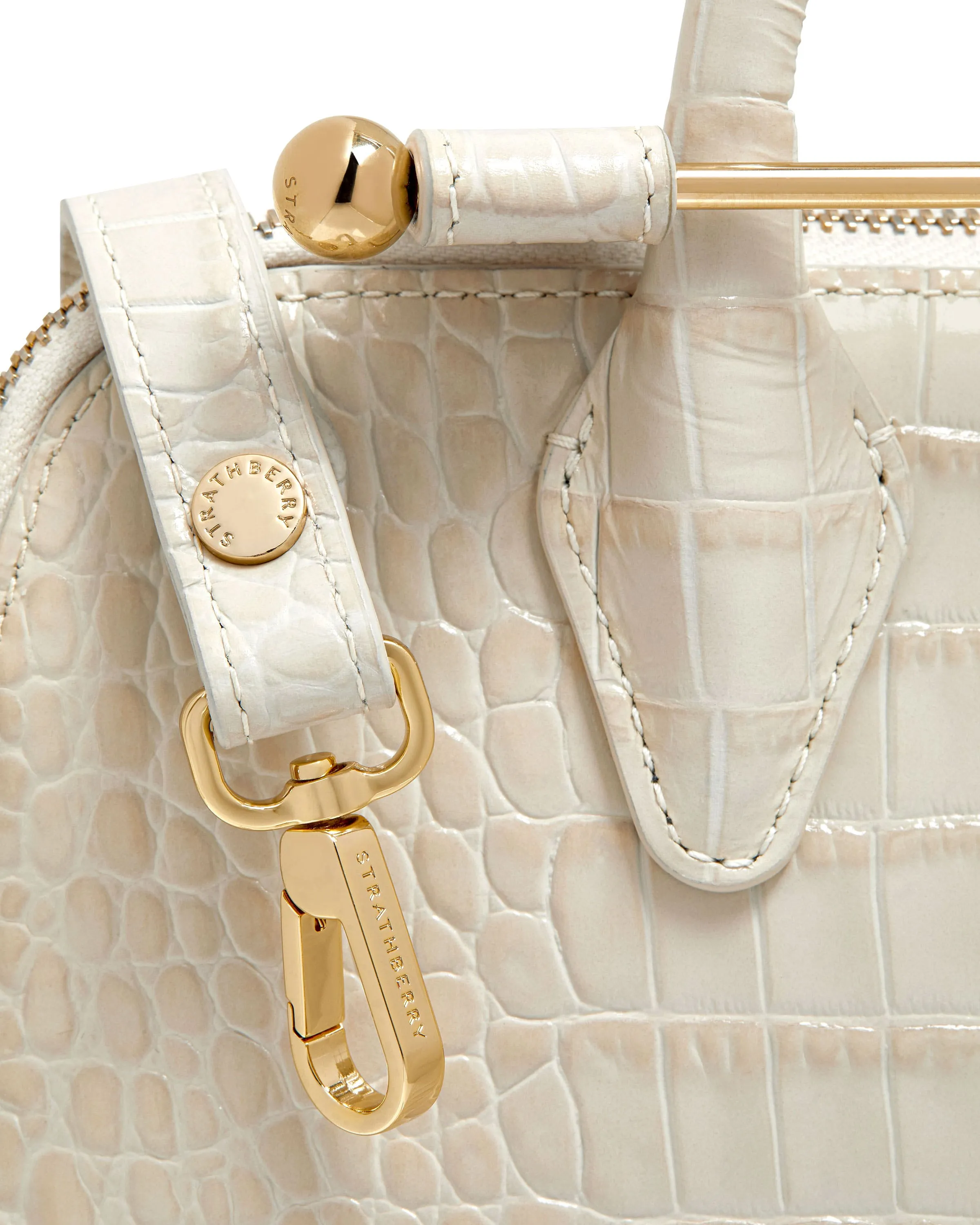 Dome Mini - Croc-Embossed Leather Vanilla