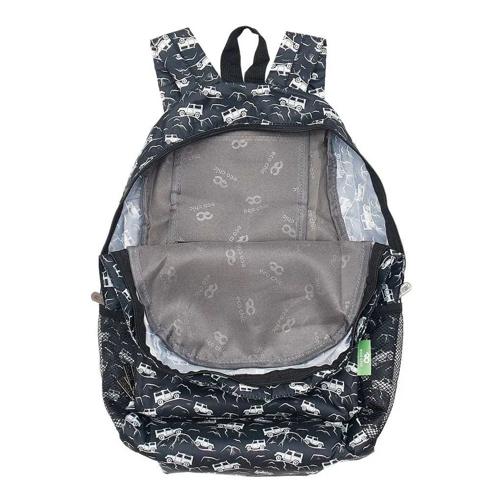 Eco Chic Lightweight Foldable Backpack Landrover Black