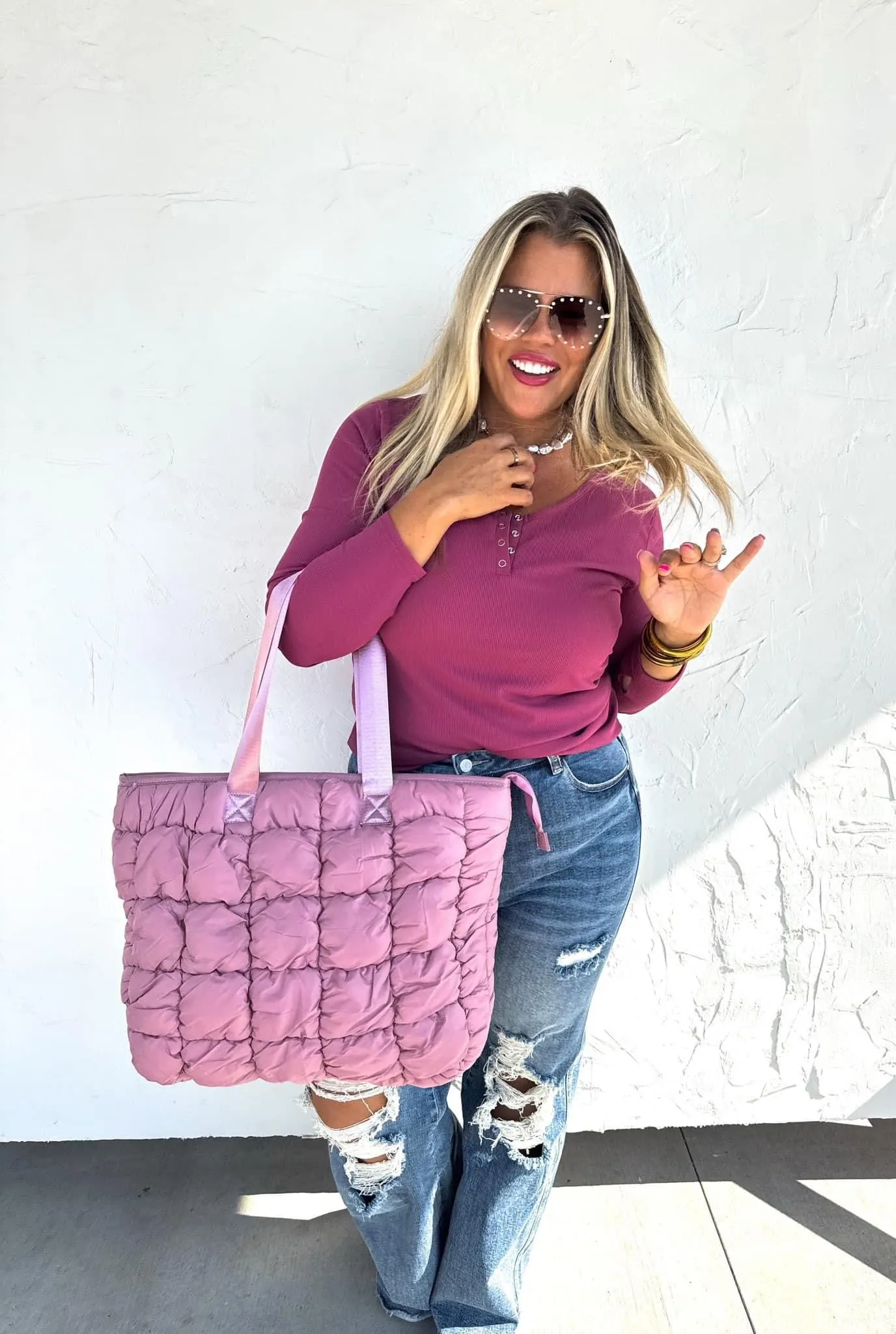 Fall Puffer Bag in mauve