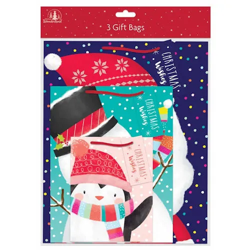 Festive Gift Bags - Christmas Cute Gift Bags 3 Pack Holiday Treat Bags Seasonal Packaging