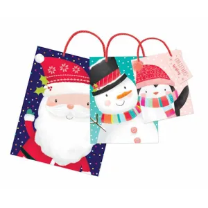 Festive Gift Bags - Christmas Cute Gift Bags 3 Pack Holiday Treat Bags Seasonal Packaging