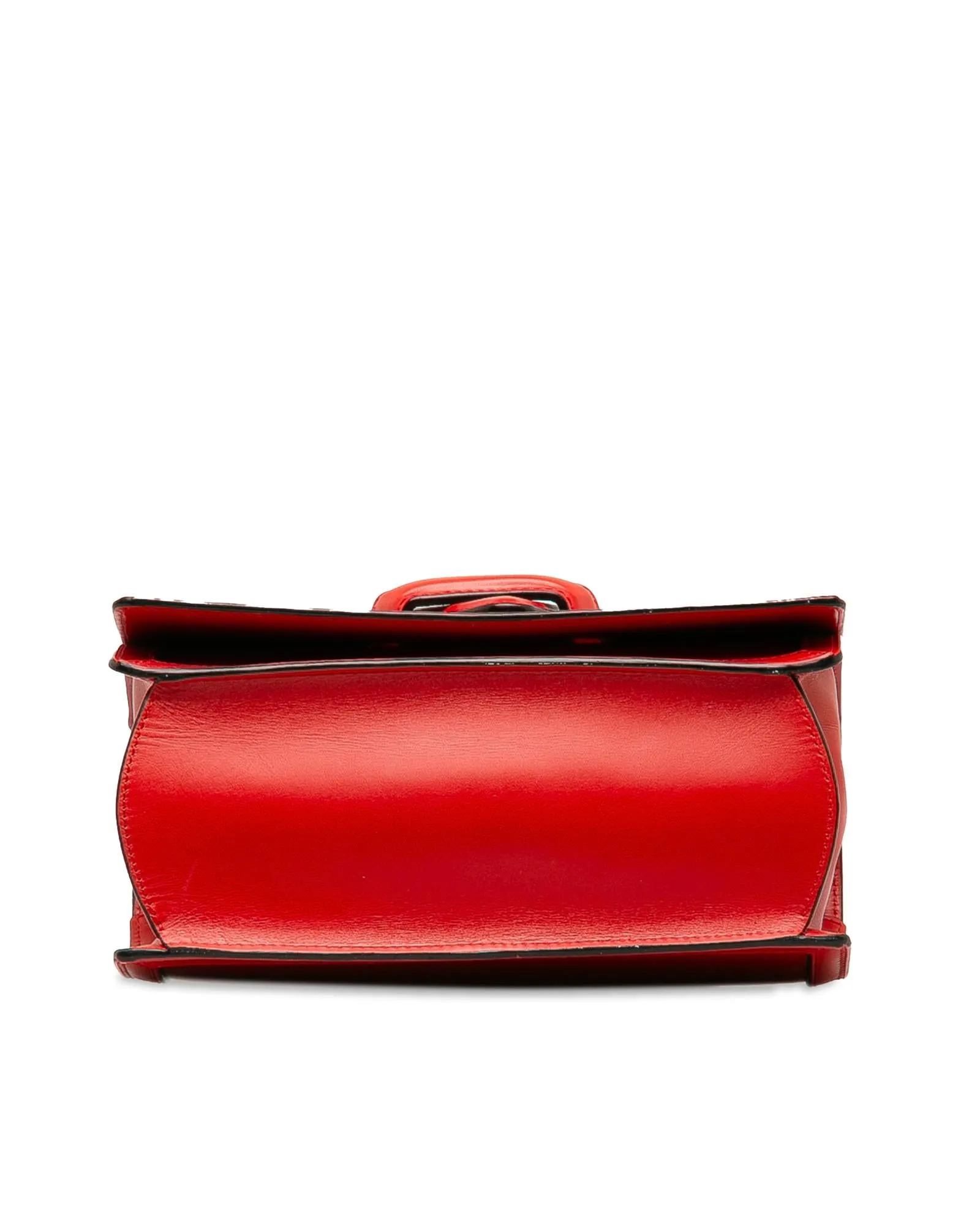 Flat Leather Flap Bag with Slip-Through Closure and Interior Compartments