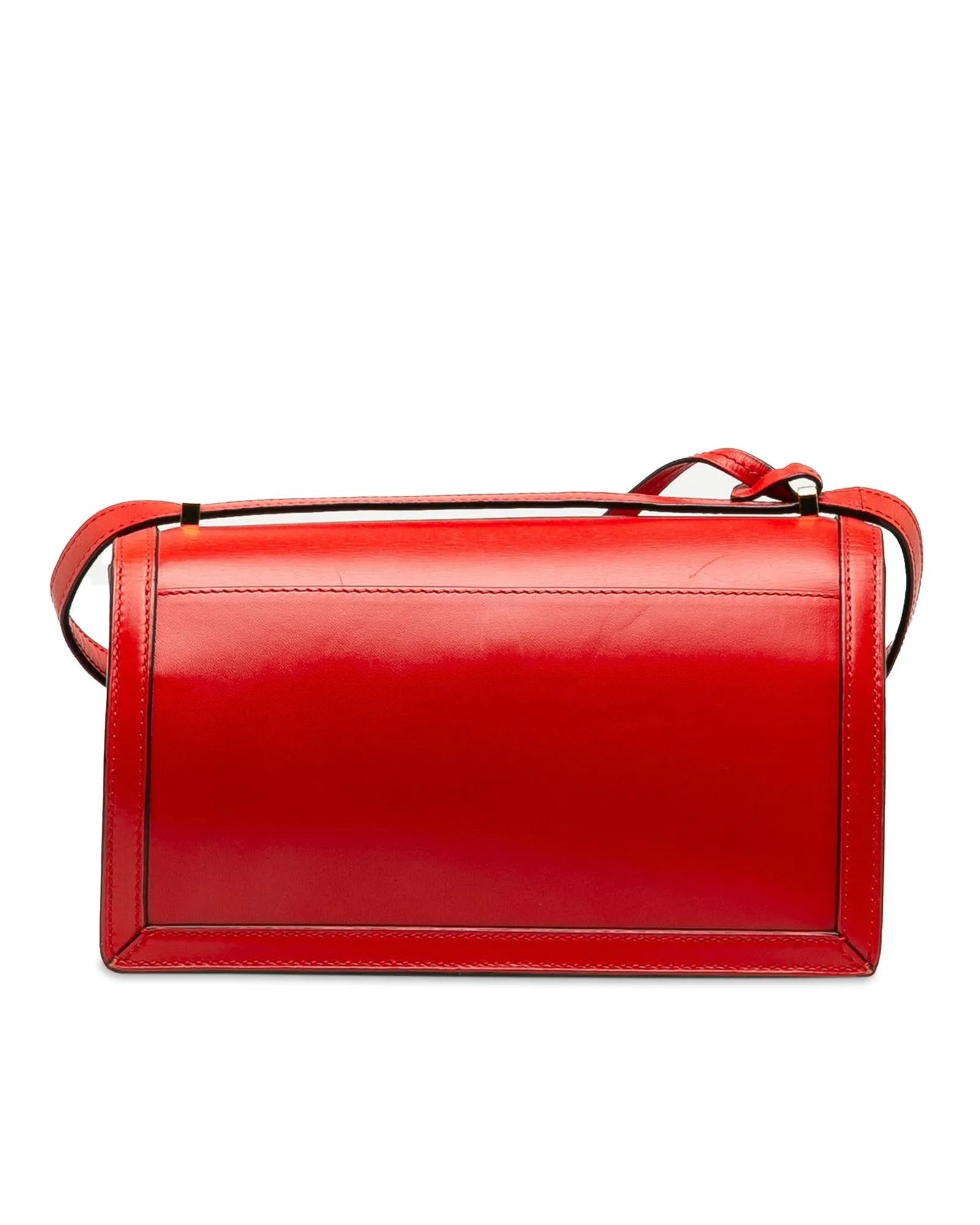 Flat Leather Flap Bag with Slip-Through Closure and Interior Compartments