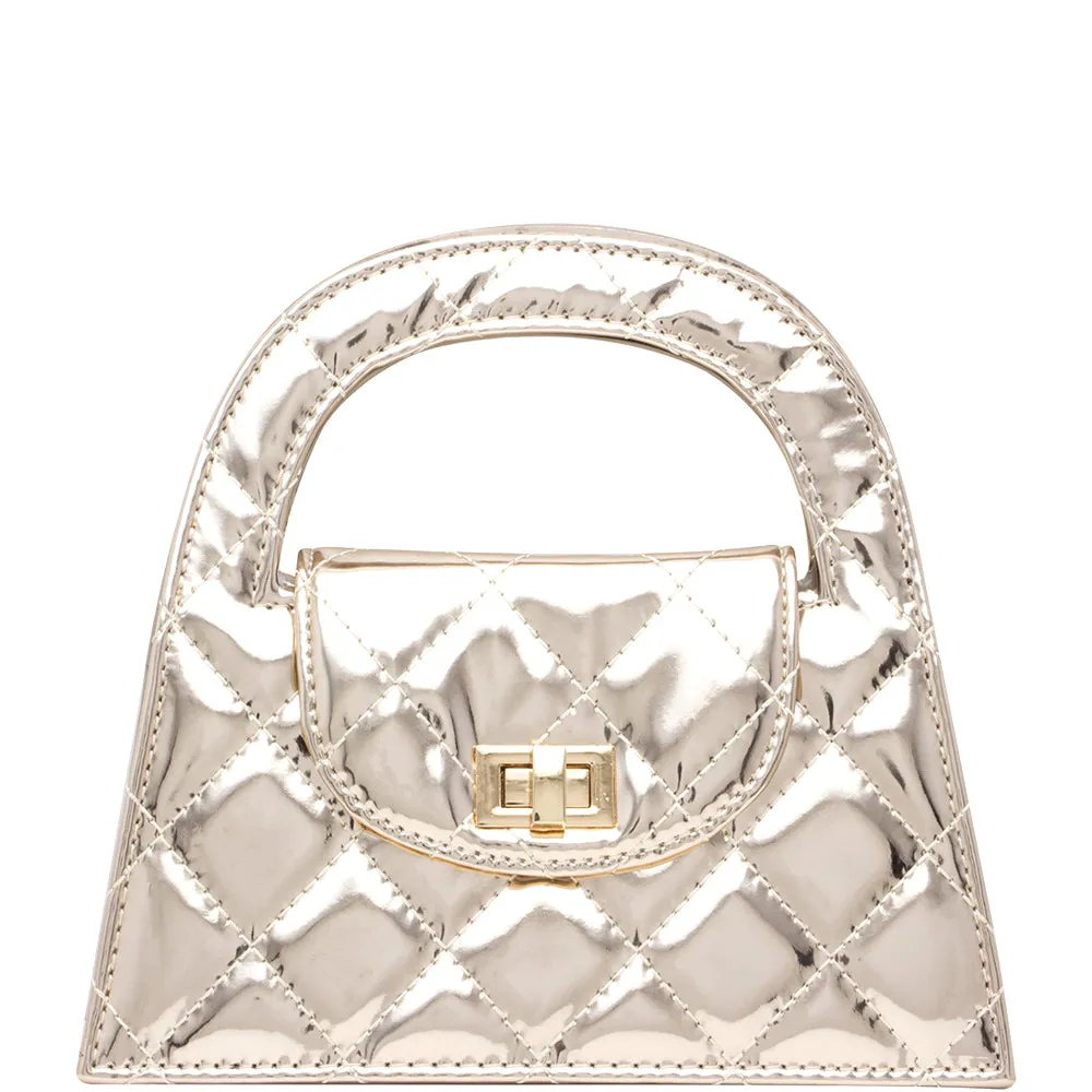 Gold Quilted Twist Lock Crossbody Bag – Glam & Luxe