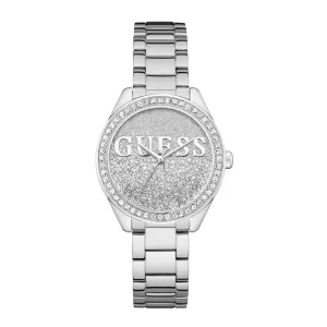 Guess Glitter Girl Silver Stainless Steel Silver Dial Quartz Watch for Ladies - W0987L1