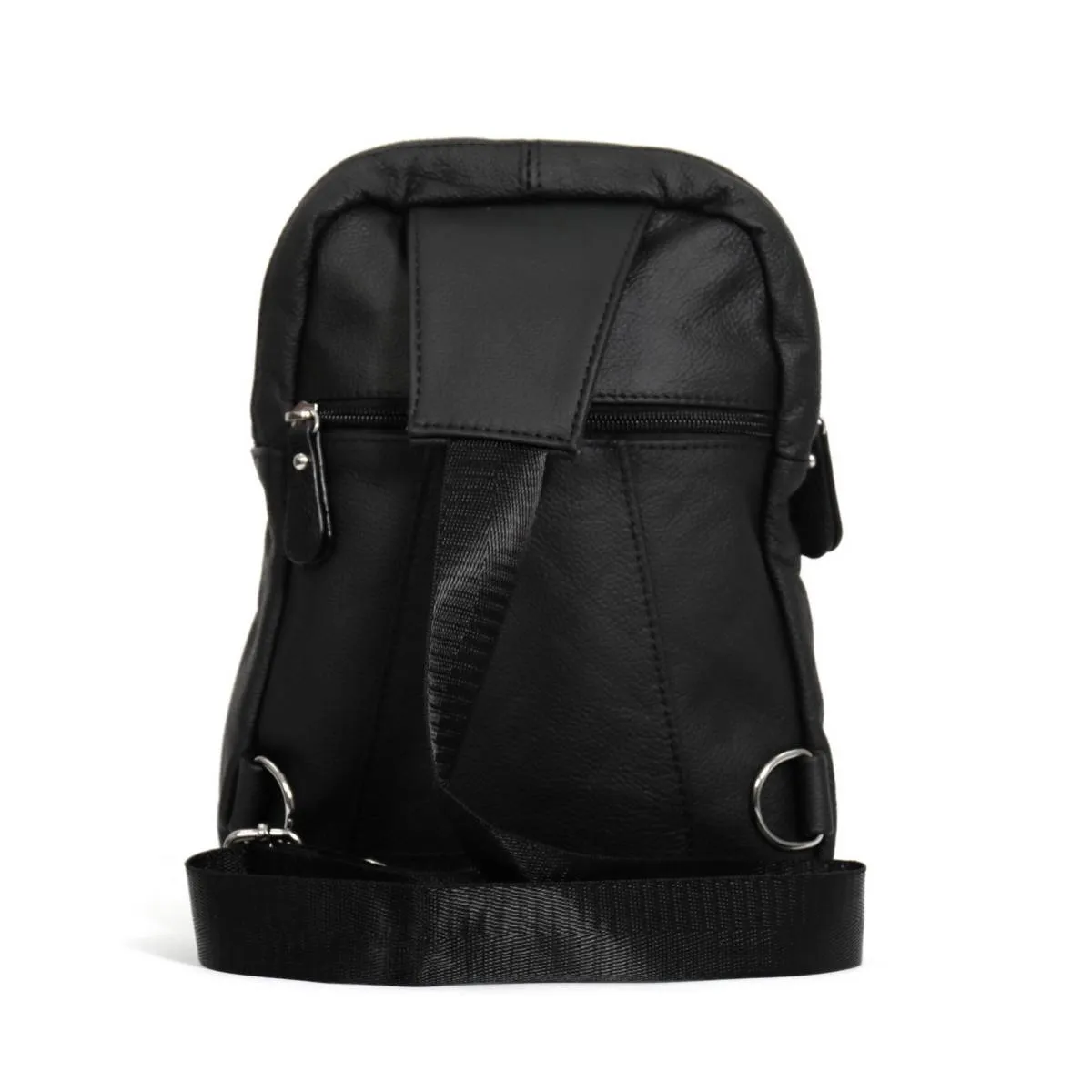 Hot Leathers PUA1158 Black Leather Compact Backpack w/ Zipper Closure