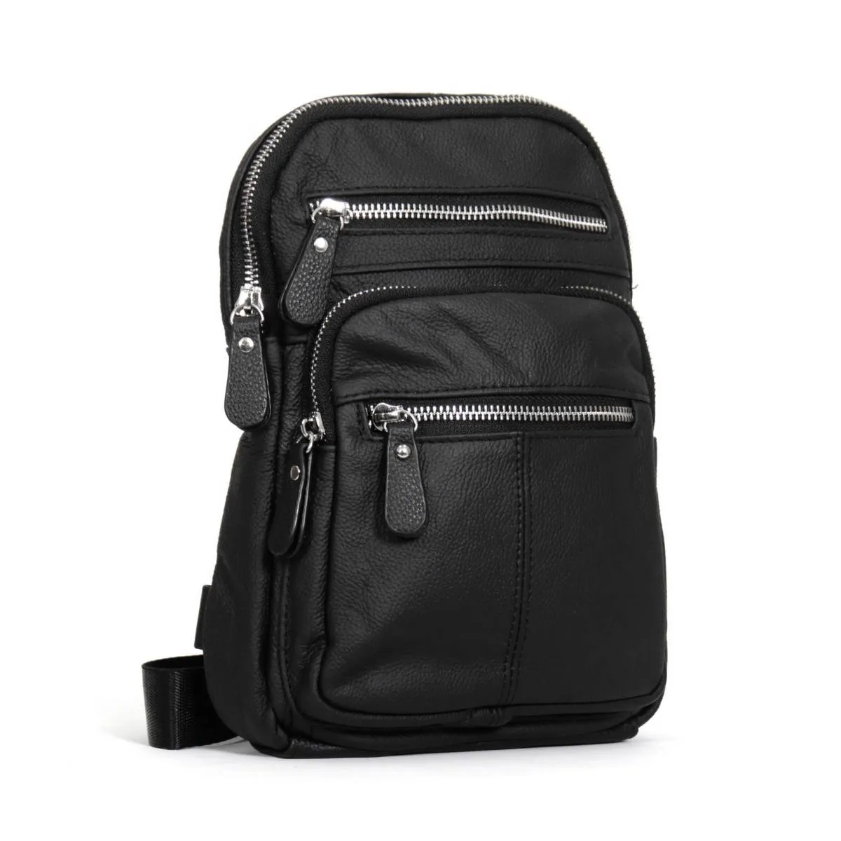 Hot Leathers PUA1158 Black Leather Compact Backpack w/ Zipper Closure