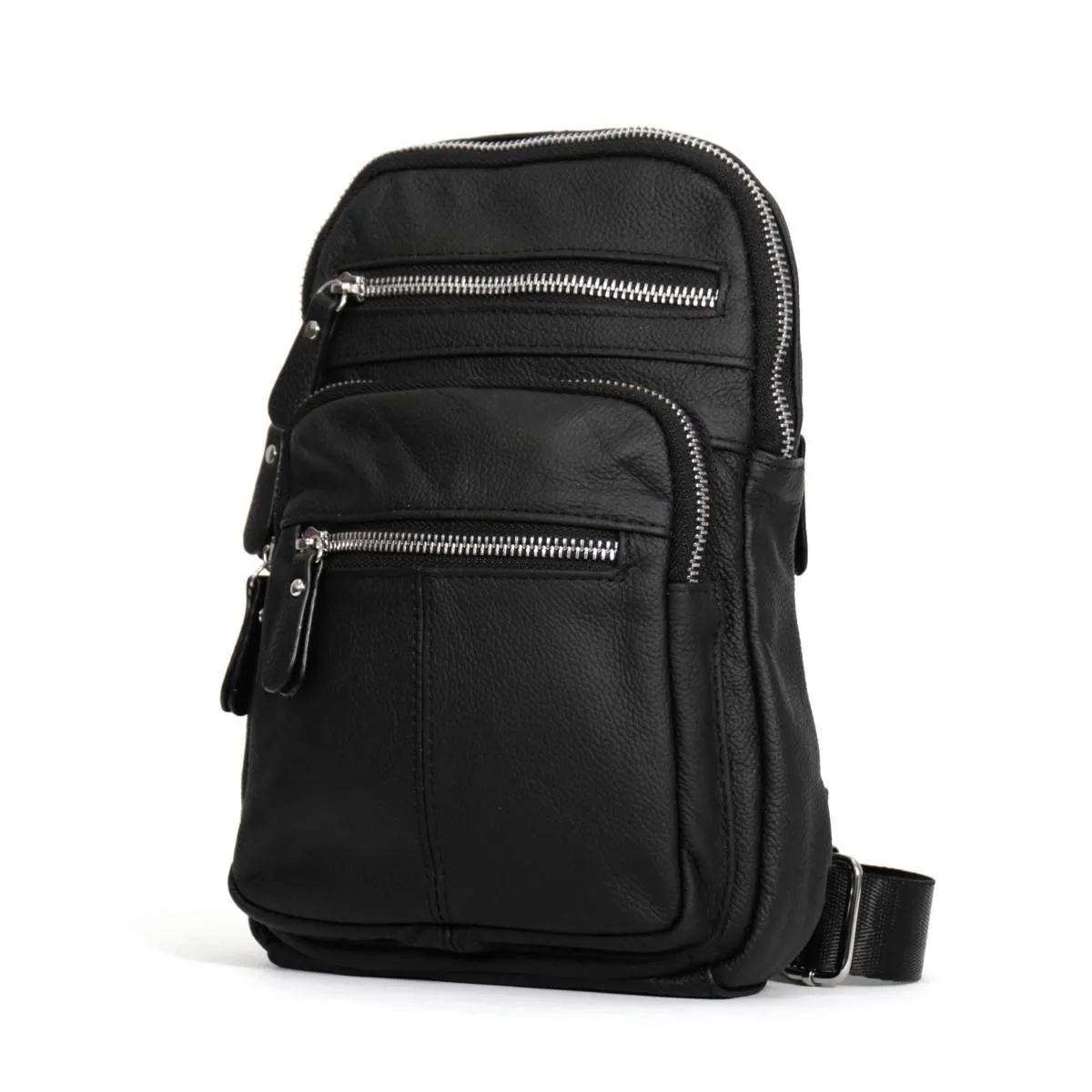 Hot Leathers PUA1158 Black Leather Compact Backpack w/ Zipper Closure