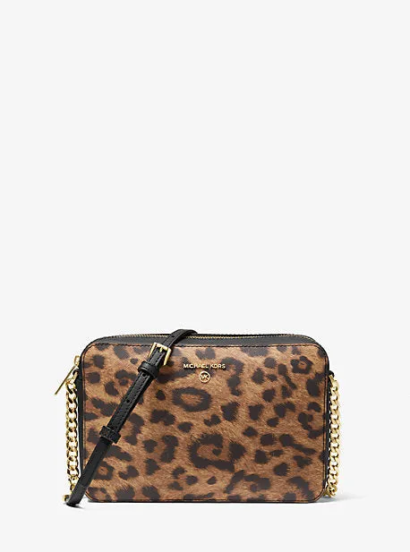 Jet Set Large Leopard Print Canvas Crossbody