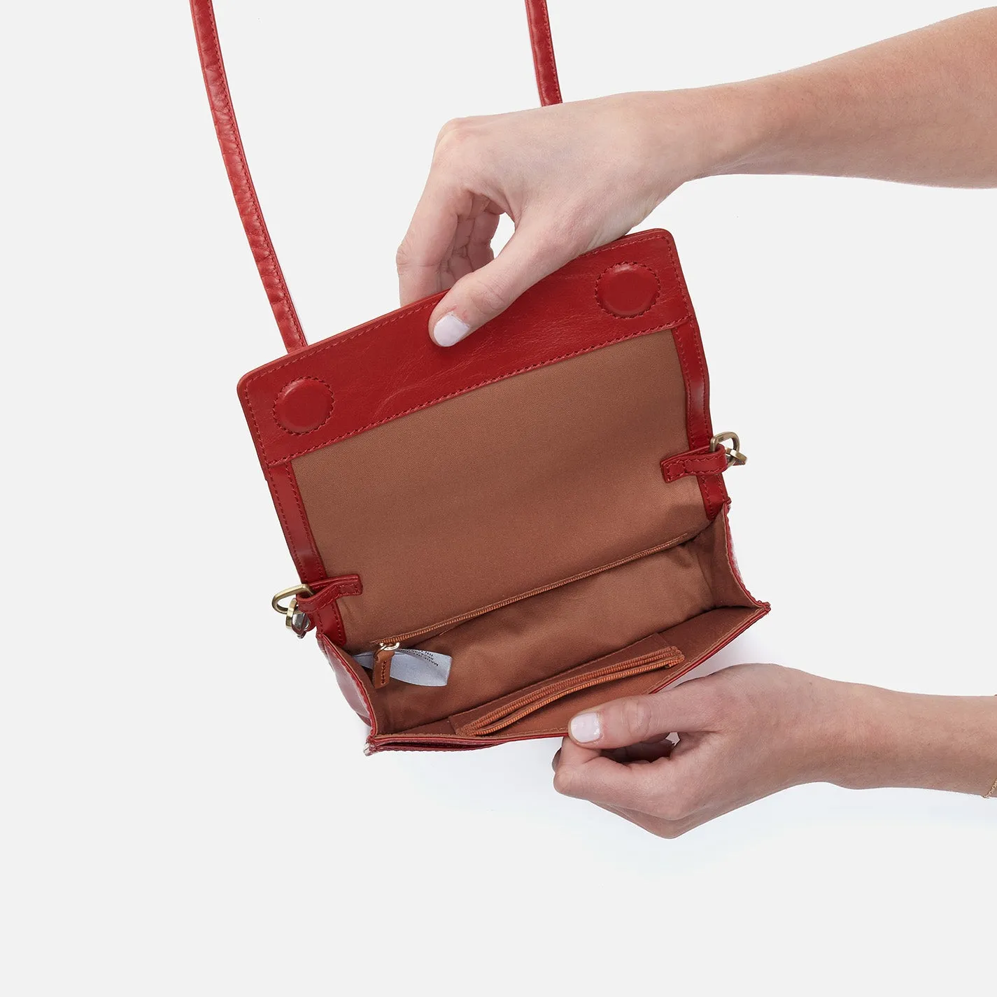 Jill Crossbody In Polished Leather - Brick