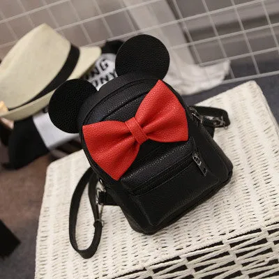 LEFTSIDE 2017 Summer new female bag quality pu leather women bag Cute Animal backpacks ears sweet bow College Wind mini backpack