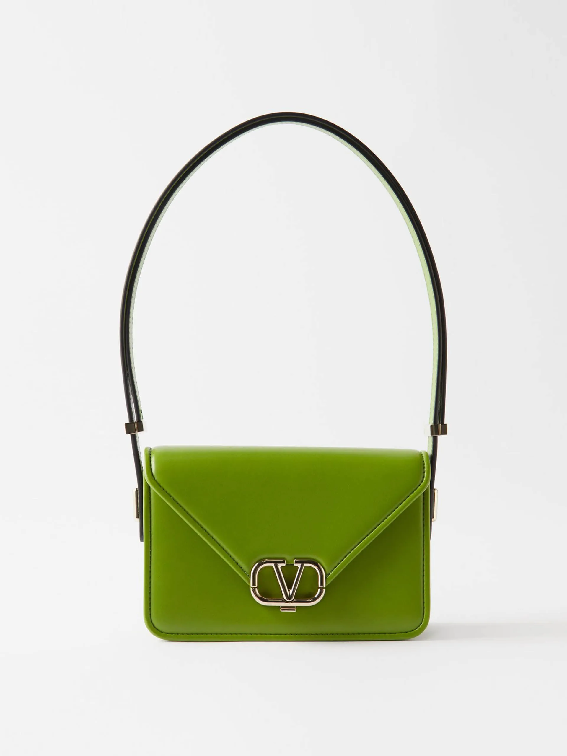 Letter V-Logo leather shoulder bag