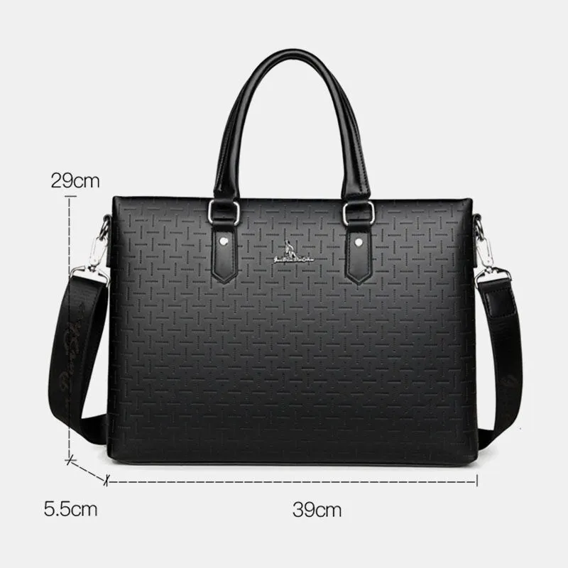 Men Vintage Multifunction Waterproof 15.6 Inch Laptop Bags Briefcases Shoulder Bag PU Soft Leather Handbag