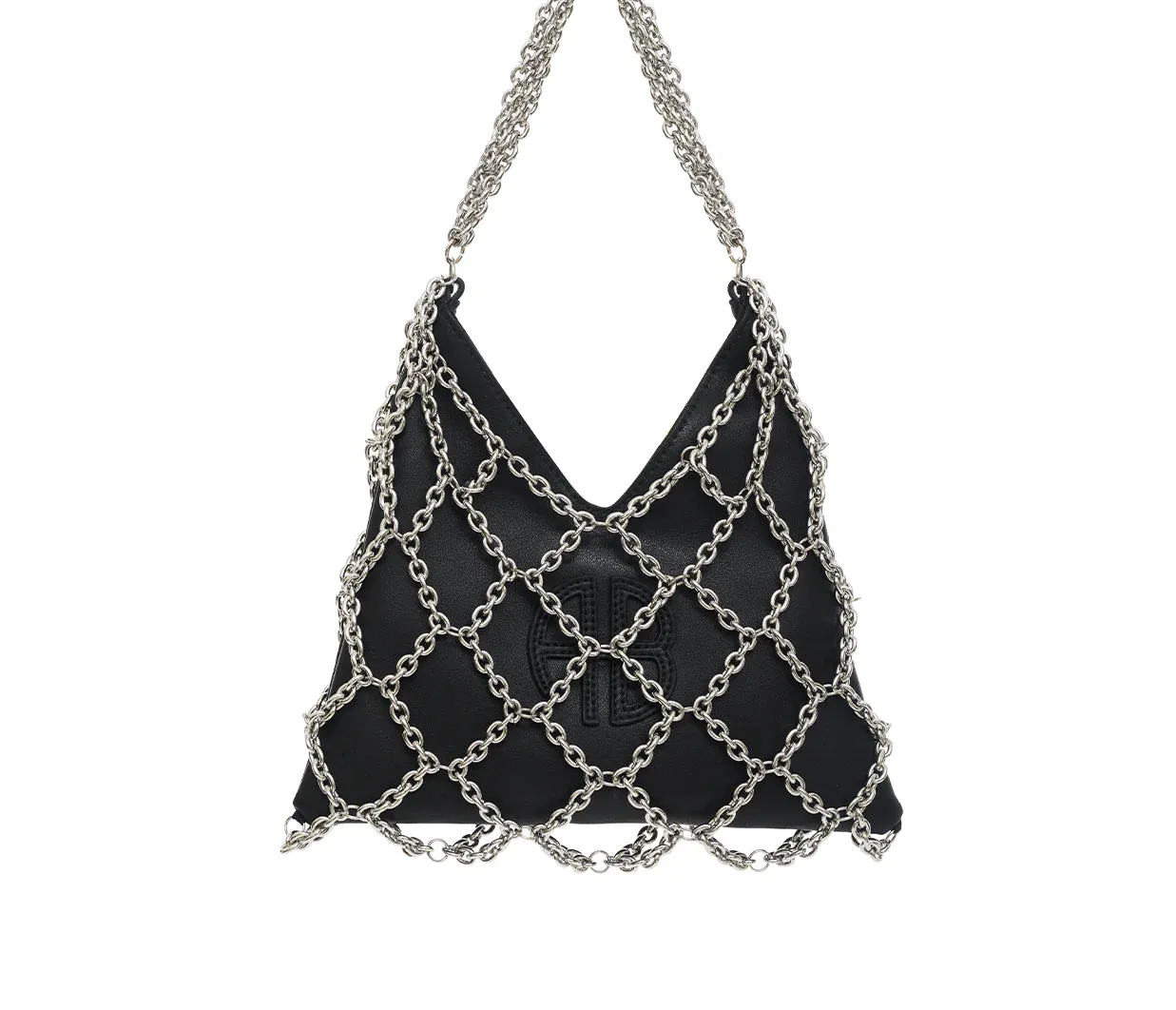 MINI GAIA CHAIN BAG - BLACK AND SILVER