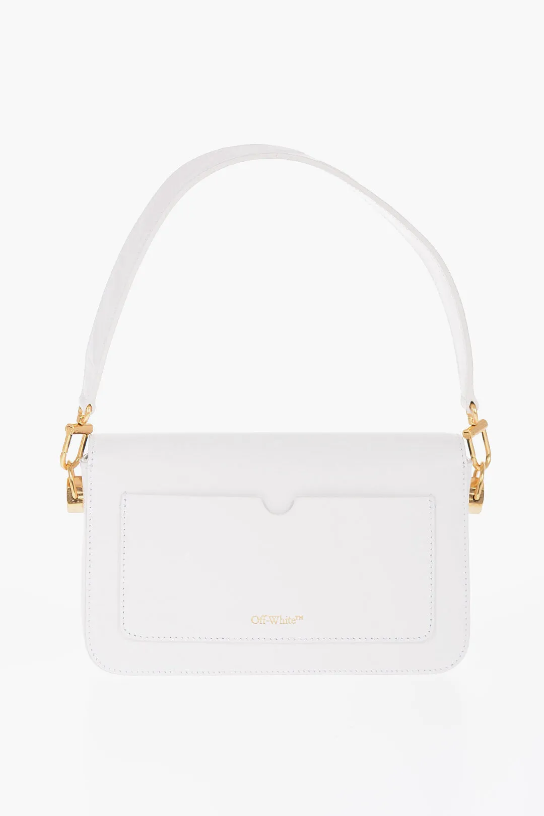 Off-White Leather PLAIN BINDER Shoulder Bag with Golden Details