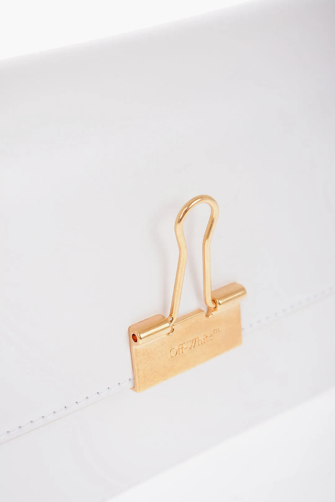 Off-White Leather PLAIN BINDER Shoulder Bag with Golden Details