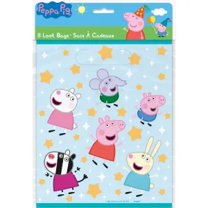 Peppa Pig Birthday Plastic Favour Bags, 8 Count