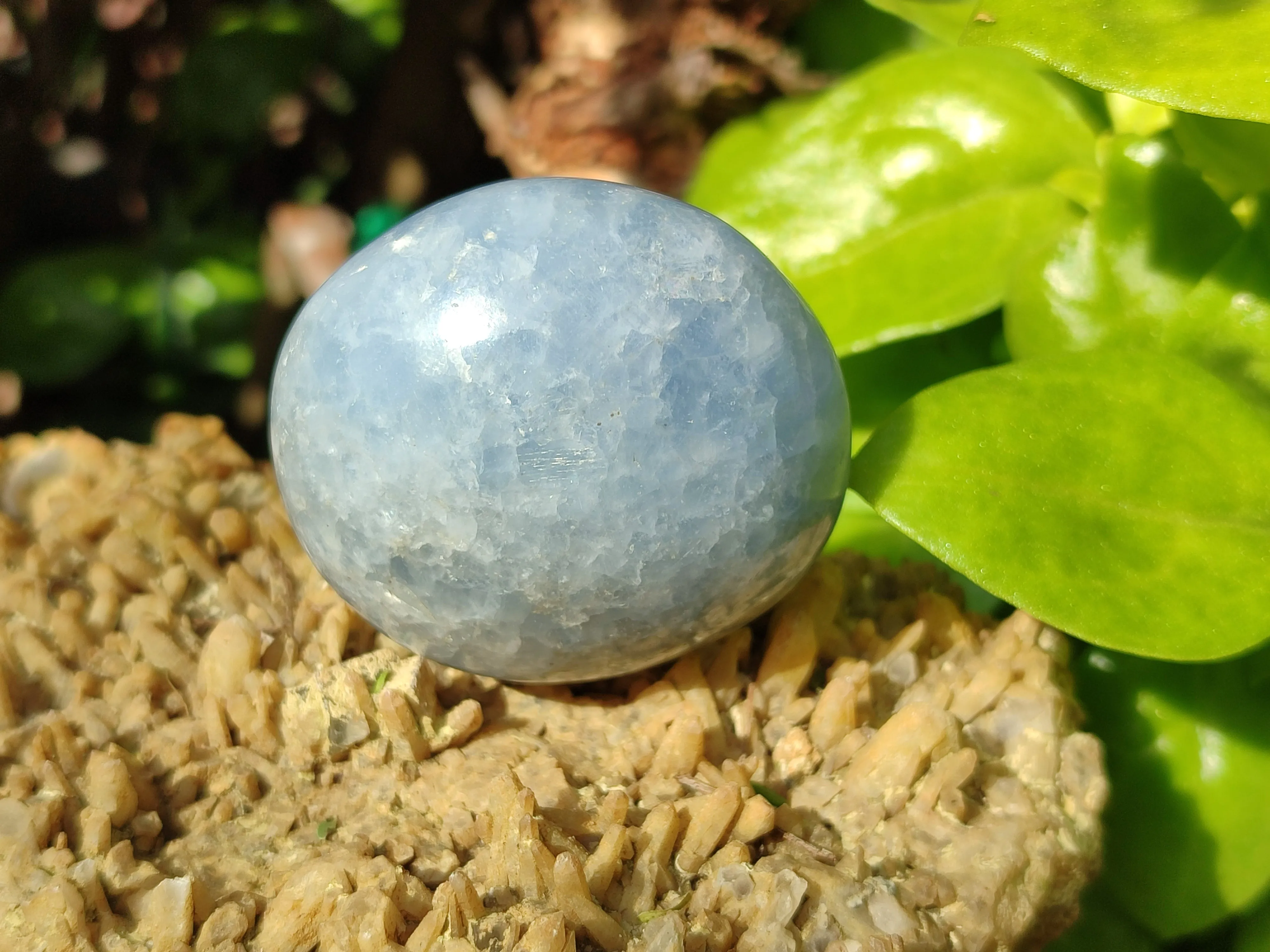 Polished Large Blue Calcite Galet / Palmstones - Sold per KG - From Madagascar