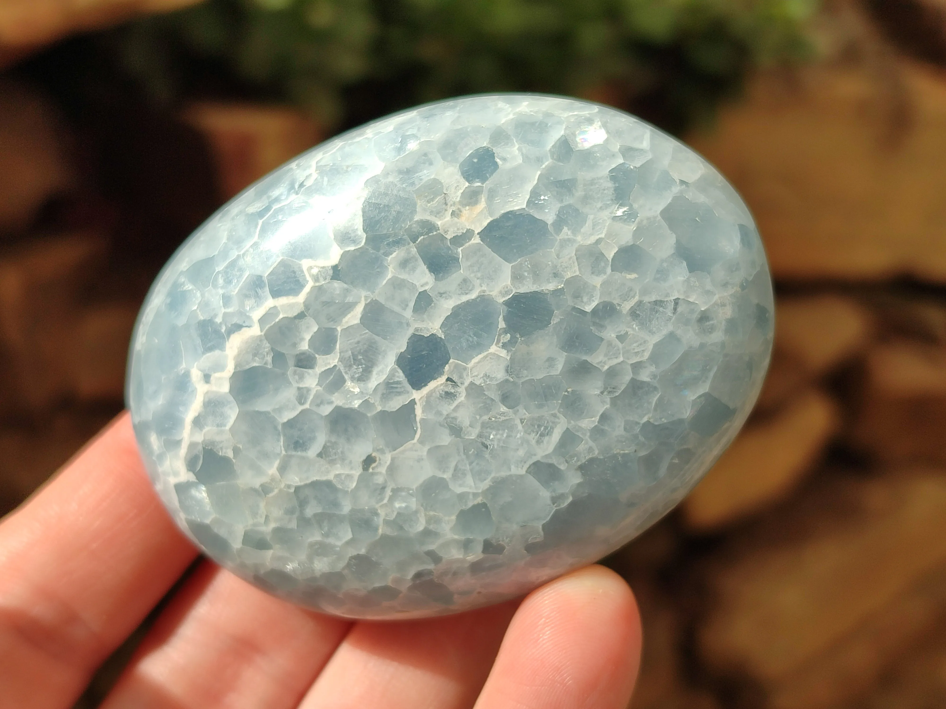 Polished Large Blue Calcite Galet / Palmstones - Sold per KG - From Madagascar