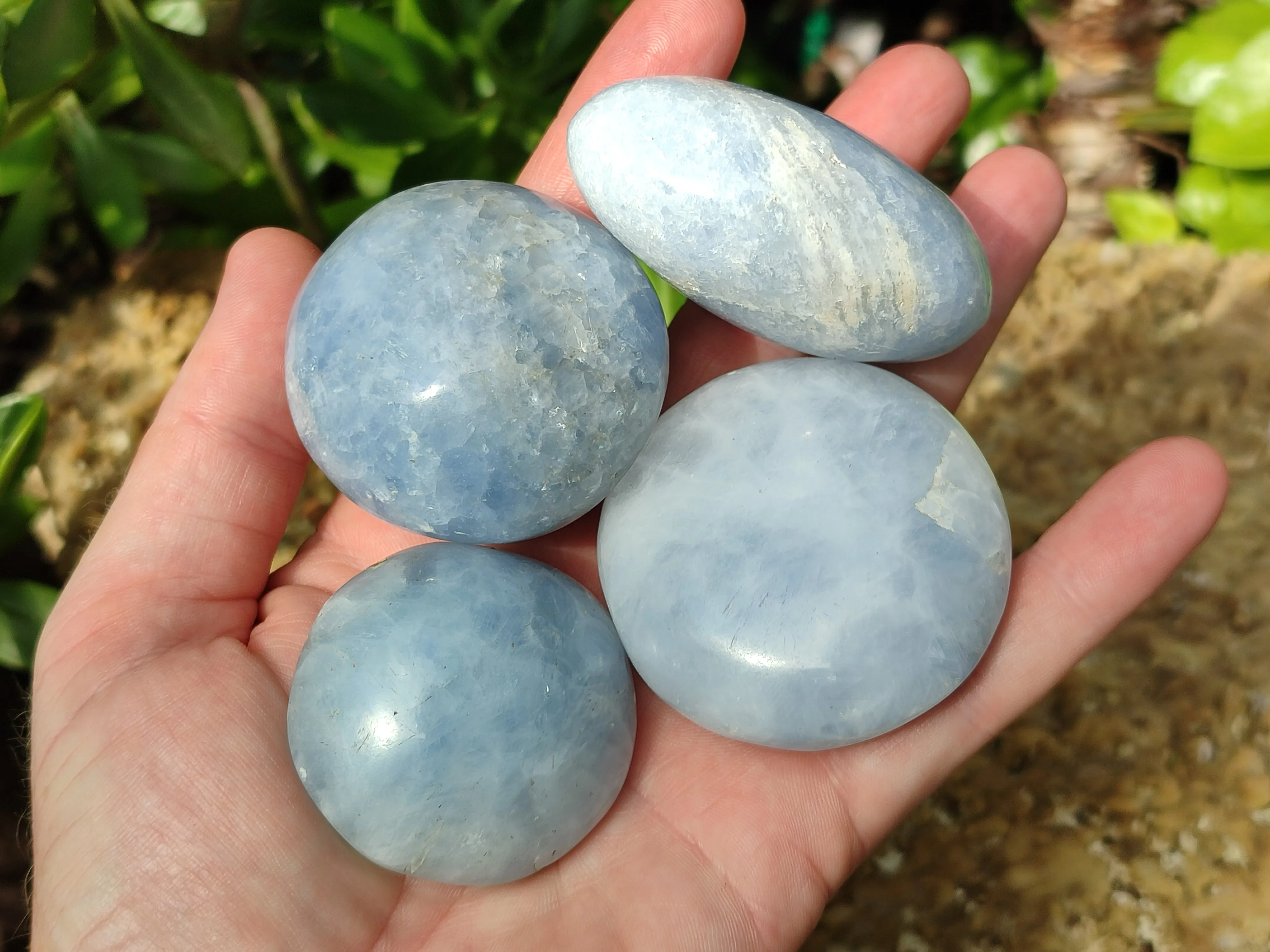 Polished Large Blue Calcite Galet / Palmstones - Sold per KG - From Madagascar