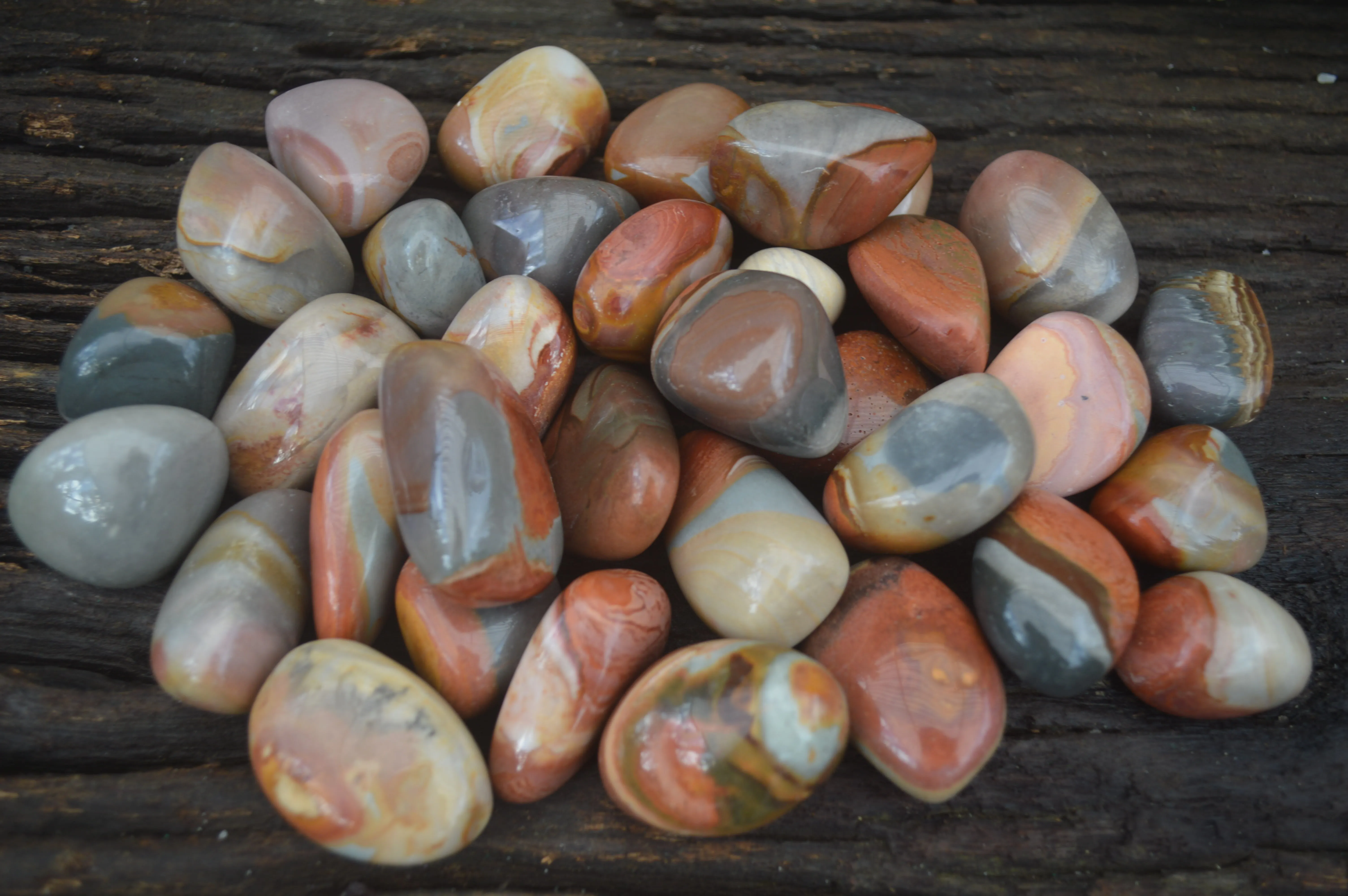 Polished Small Polychrome Jasper (Picasso Jasper) Tumble Stones  - Sold per 1 kg - From Madagascar