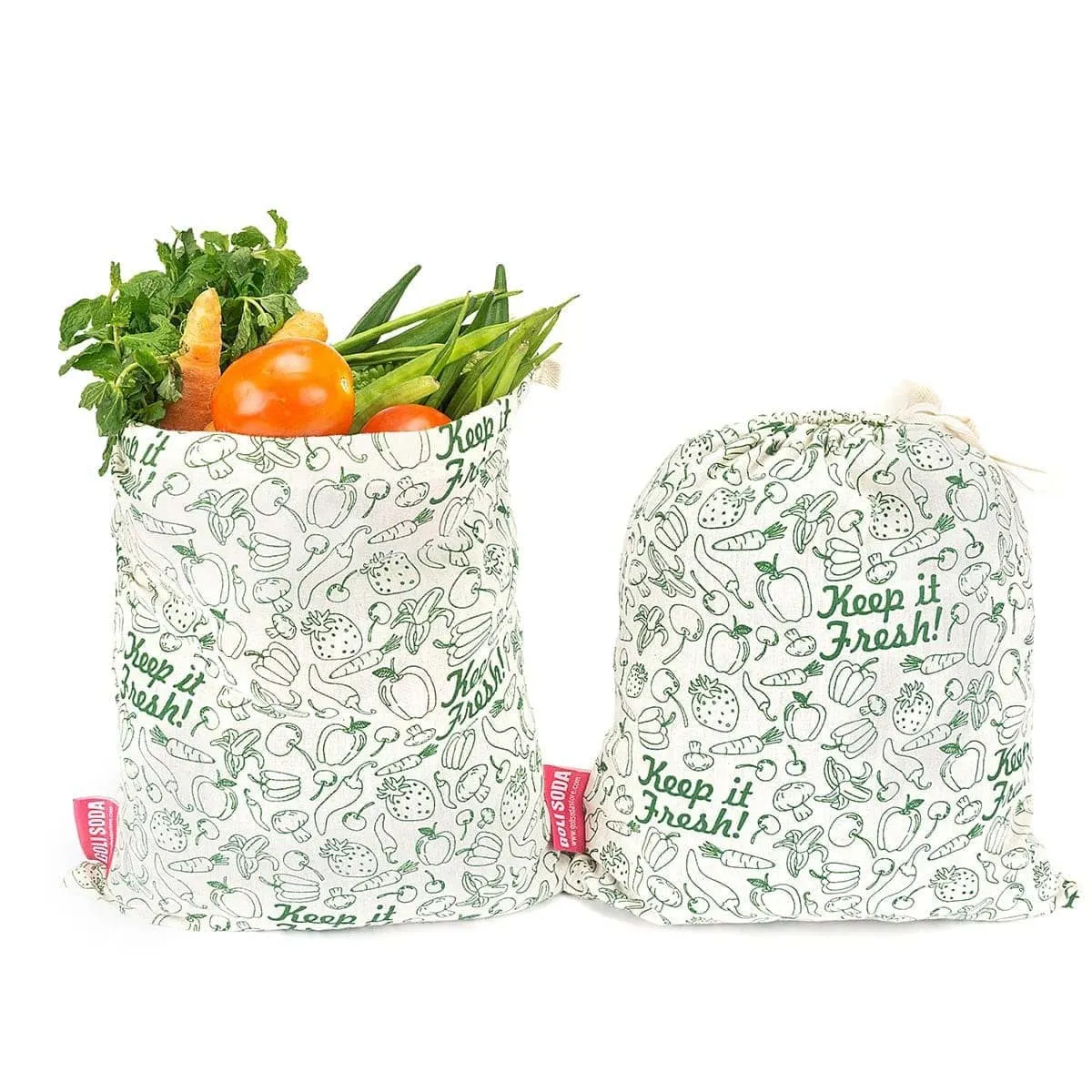 Reusable Cotton Bag for Veggies, Roti, Sprouting & Paneer- Set of 2 Big